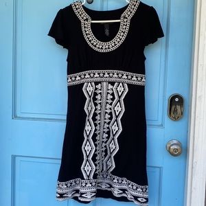 INC Embroidered Black and White Dress